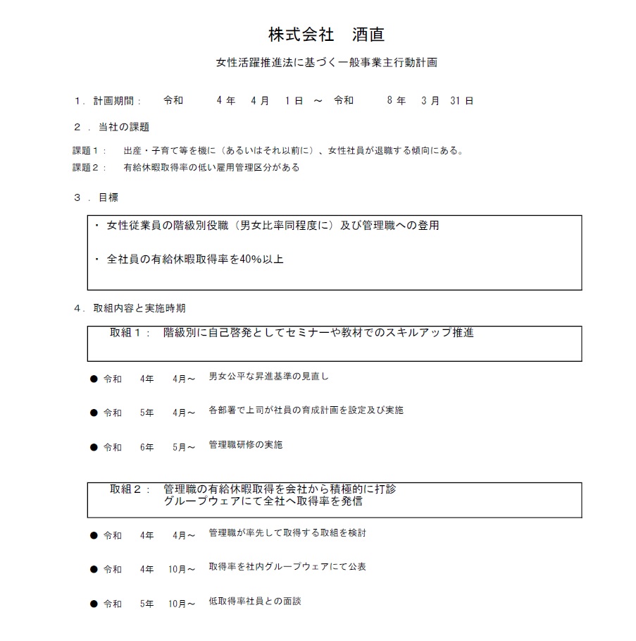 一般事業主行動計画